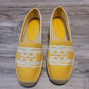 Tory Burch Sunny Yellow and White Espadrilles